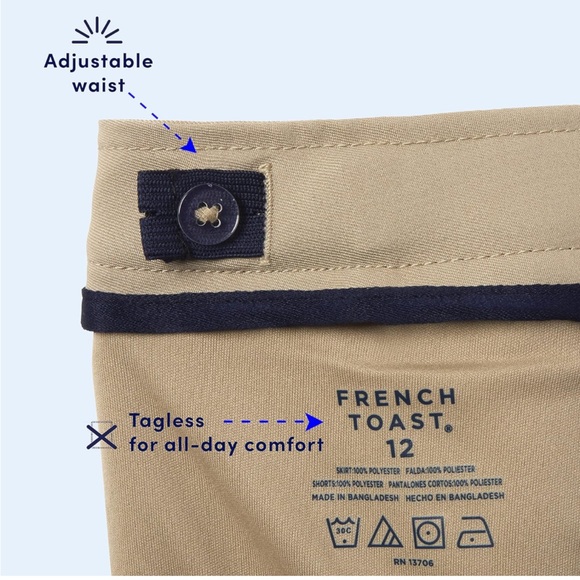 NWOT Girls French Toast Burgundy Pleated Two Tab Skort Uniform Size 16.5 - Picture 4 of 12